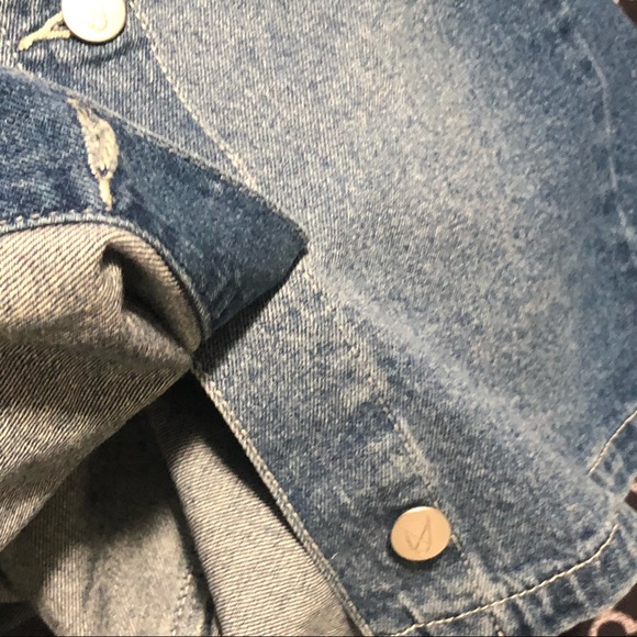 MinkPink Denim Jean Button Asymmetrical Mini Skirt - Picture 5 of 7